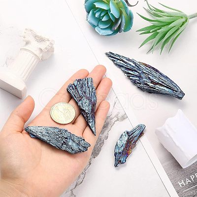 CHGCRAFT 4Pcs 4 Style Electroplated Natural Raw Black Tourmaline Display Decoration DJEW-CA0001-29-1