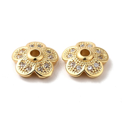 Brass Micro Pave Cubic Zirconia Bead Cap KK-E068-VF850-2-1