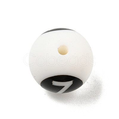 Round with Black Number 7 Silicone Beads SIL-R013-01H-1