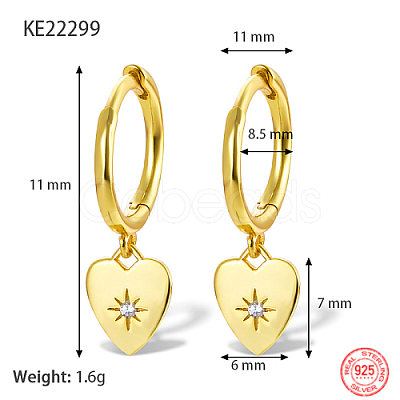 Real 18K Gold Plated 925 Sterling Silver Dangle Hoop Earrings for Women GN7396-6-1