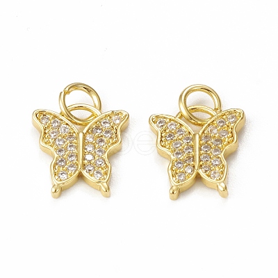 Brass Micro Pave Cubic Zirconia Charms KK-E068-VB026-1