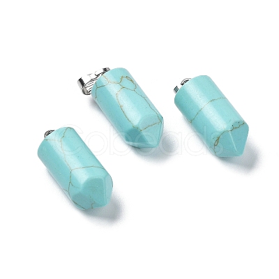 Synthetic Turquoise Dyed Pointed Pendants G-E596-02P-01-1