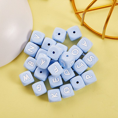 26Pcs 26 Style Silicone Alphabet Beads for Bracelet or Necklace Making SIL-SZ0001-01D-1