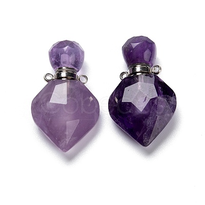 Natural Amethyst Perfume Bottle Pendants G-D058-11P-07-1