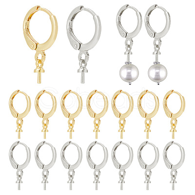 PandaHall Elite 20 Pairs 2 Colors Brass Leverback Earring Findings KK-PH0005-24-1