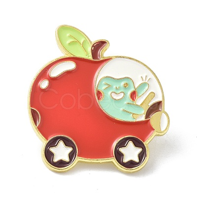 Cartoon Apple & Frog Enamel Pin JEWB-P008-D01-1