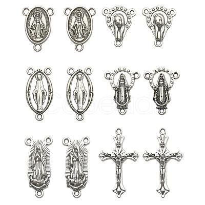 12Pcs Tibetan Style Alloy Multi-Strand Links & Pendants PW-WG063F3-01-1