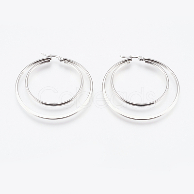 Tarnish Resistant 201 Stainless Steel Hoop Earrings EJEW-I213-B-01P-1