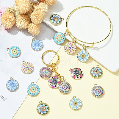 40Pcs 8 Style Alloy Printed Pendants PALLOY-SZ0001-34-1