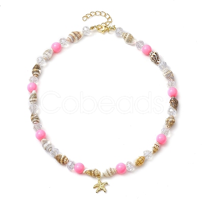 Natural Sea Shell Beaded Necklaces NJEW-JN04796-01-1