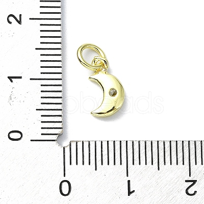 Moon Theme Brass Micro Pave Clear Cubic Zirconia Charms KK-H475-57G-12-1