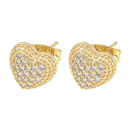 Brass Micro Pave Cubic Zirconia Ear Studs EJEW-P261-27G-G-1