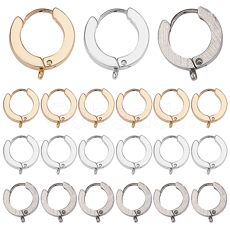 SUNNYCLUE 12Pcs 3 Colors 201 Stainless Steel Huggie Hoop Earrings Findings STAS-SC0004-52-1