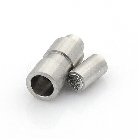 Tarnish Resistant 304 Stainless Steel Matte Surface Magnetic Clasps with Glue-in Ends STAS-O042-A-26-1