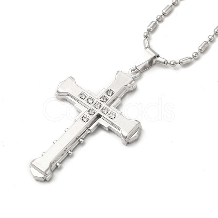 Alloy Cross Pandant Necklace with Link Chains NJEW-K245-003P-1