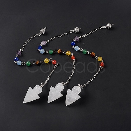 Natural Quartz Crystal Cone Dowsing Pendulum Pendants G-G983-04P-09-1