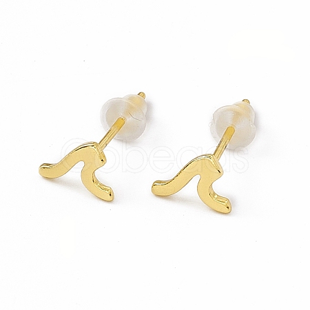 Brass Tiny Wave Stud Earrings for Women EJEW-P211-08G-1
