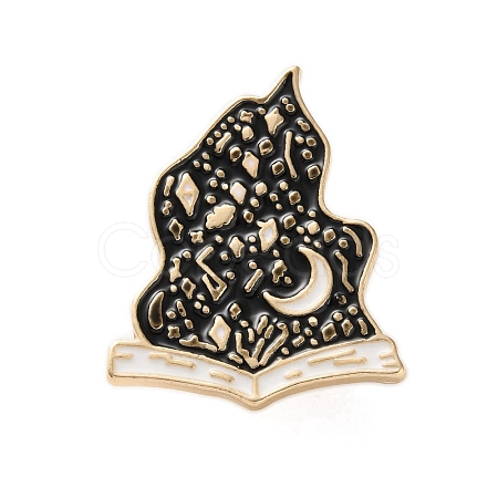 Gothic Fantasy Book Zinc Alloy Black Enamel Pin Brooches JEWB-D070-02G-01-1