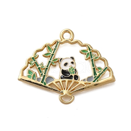 Rack Plating Panda Theme Alloy Enamel Pendants ENAM-S021-08G-C-1