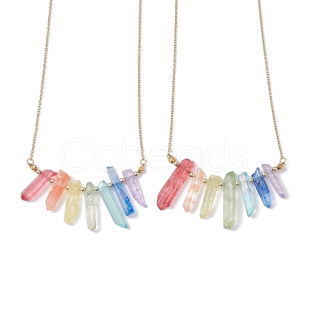 Dyed Colorful Natural Quartz Crystal Bullet Pendant Necklaces NJEW-JN04622-1