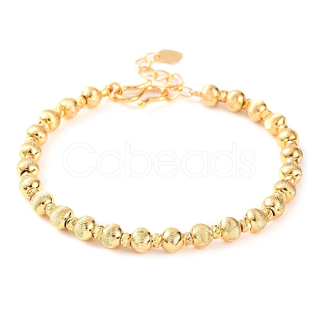 Brass Grooved Rondelle Beaded Bracelets for Women BJEW-G711-09G-1