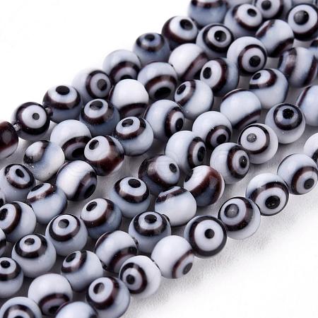 Handmade Evil Eye Lampwork Round Bead Strands LAMP-L055-4mm-09-1