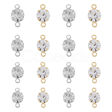 SUPERFINDINGS 192Pcs 8 Styles Brass Clear Cubic Zirconia Connector Charms RB-FH0001-08-1