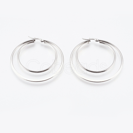 Tarnish Resistant 201 Stainless Steel Hoop Earrings EJEW-I213-B-01P-1