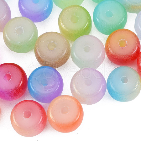 Baking Painted Glass Flat Round Beads DGLA-T003-002-1