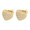 Brass Micro Pave Cubic Zirconia Ear Studs, Heart, 9x10mm