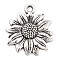 Alloy Pendants, Sunflower, Charms, Antique Silver, 21x19x2.5mm, Hole: 2mm