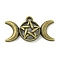 Tibetan Style Alloy Pendants, Lead Free & Cadmium Free, Flat Round with Star & Moo, Antique Bronze, 15.5x29.5x4.5mm, Hole: 1.6mm