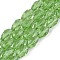 Transparent Glass Beads Strands, Faceted, Teardrop, Lime, 11.5x8mm, Hole: 1.2mm, about 55~57pcs/strand, 25.59 inch(65cm)