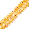 Handmade Millefiori Lampwork Beads Strands, Flat Round, Gold, 6x3mm, Hole: 0.7mm, about 66pcs/strand, 14.65''(37.2cm)