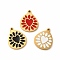 Ion Plating(IP) 304 Stainless Steel Enamel Pendants, Teadrop with Heart Pattern, Mixed Color, 15x12x1mm, Hole: 1.2mm