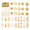 DIY Geometry Earring Making Kit, Including Rhombus & Teardrop & Lightning & Leaf & Heart Brass Pendants & Earring Hook & Jump Rings, Golden, 146Pcs/box