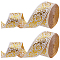 Gorgecraft Ethnic Style Polyester Silk Grosgrain Ribbon, Double-Face, Floral Pattern, Gold, 1/8 inch(3.3mm), about 7m/roll, 2 roll