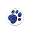 Enamel Pendants, with Platinum Plated Alloy Findings and Glitter Powder, Flat Round with Dog Paw Prints, Blue, 25x1.7mm, Hole: 2.6mm