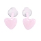 Porcelain Stud Earrings, Heart, Pearl Pink, 5.8x5.8mm