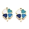 316L Stainless Steel Pendants, with Enamel, Stainless Steel Color, Clover Charm, Colorful, 14x10x1.5mm, Hole: 1.4mm