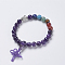 Chakra Jewelry, Natural Amethyst and Mixed Stone Buddha Stretch Bracelets, with Alloy Findings, Buddha Head, 2-1/8 inch(54mm), Pendant: 40x10mm