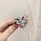 Elastic Fiber Hair Ties, with Alloy Glass and Imitation Pearls, Heart, Colorful, 40x40mm