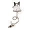 Alloy with Rhinestone Brooch, Cat Enamel Pin, Platinum, 41x24x12mm