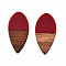 Opaque Resin & Walnut Wood Pendants, Teardrop Shape Charm, Dark Red, 38x18x3mm, Hole: 2mm