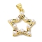 Brass Micro Pave Cubic Zirconia Pendants, with ABS Beads, Real 18K Gold Plated, Star, 24x22x5mm, Hole: 5x3.5mm