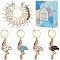 Flamingo Pendant Stitch Markers, Alloy Enamel Crochet Leverback Hoop Charms, Locking Stitch Marker with Wine Glass Charm Ring, Mixed Color, 4.6cm, 4 color, 6pcs/color, 24pcs/box