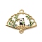 Rack Plating Panda Theme Alloy Enamel Pendants, Golden, Fan, 23x29x1.3mm, Hole: 2mm