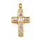 Rack Plating Brass Pendants, with Glass, Long-Lasting Plated, Real 18K Gold Plated, Cross, Clear, 28.5x18x4mm, Hole: 3.5x2.5mm