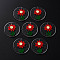 Cellulose Acetate(Resin) Pendants, with Glitter Powder, Flat Round with Flower, Red, 30x4mm, Hole: 1.4mm