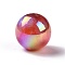 UV Plating Rainbow Iridescent Acrylic Beads, with Glitter Powder, Round, Red, 11.5mm, Hole: 2.5mm